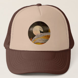 Deer Moon Landscape Trucker Hat