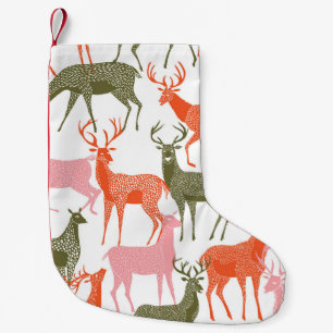 Deer Motif: Decorative Seamless Pattern Small Christmas Stocking