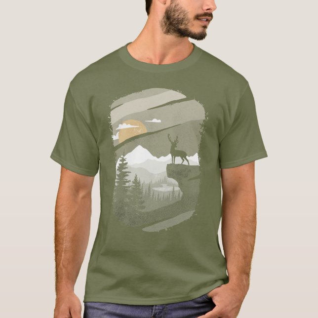 Deer Mountain Forest for Men Boys T-Shirt (Front)