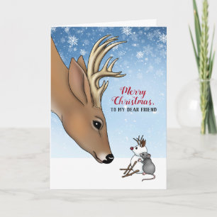 Deer & Mouse Dear Friend Holiday Christmas Card