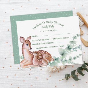 Deer Mum Fawn Baby Shower Response Card