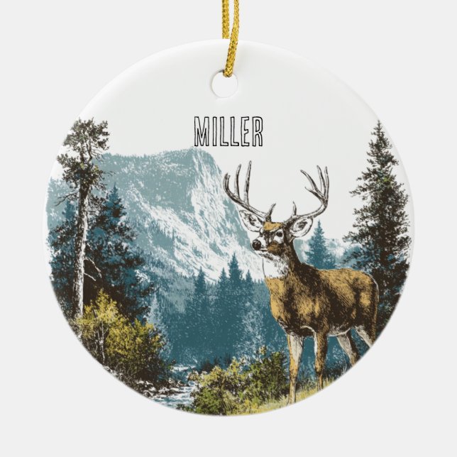 Deer Nature  Ceramic Tree Decoration (Front)
