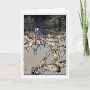 Deer of Kasuga Shrine, Hiroshi Yoshida Card