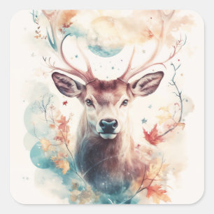 Deer of the Stars and Autumn Square Sticker