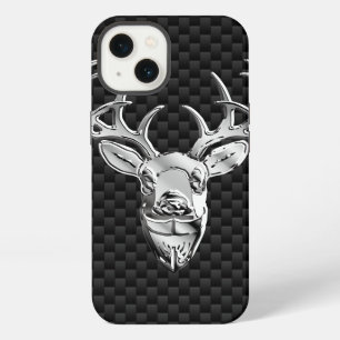 Deer on Carbon Fibre Style Print iPhone 13 Case