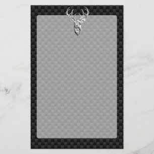 Deer on Carbon Fibre Style Print Stationery