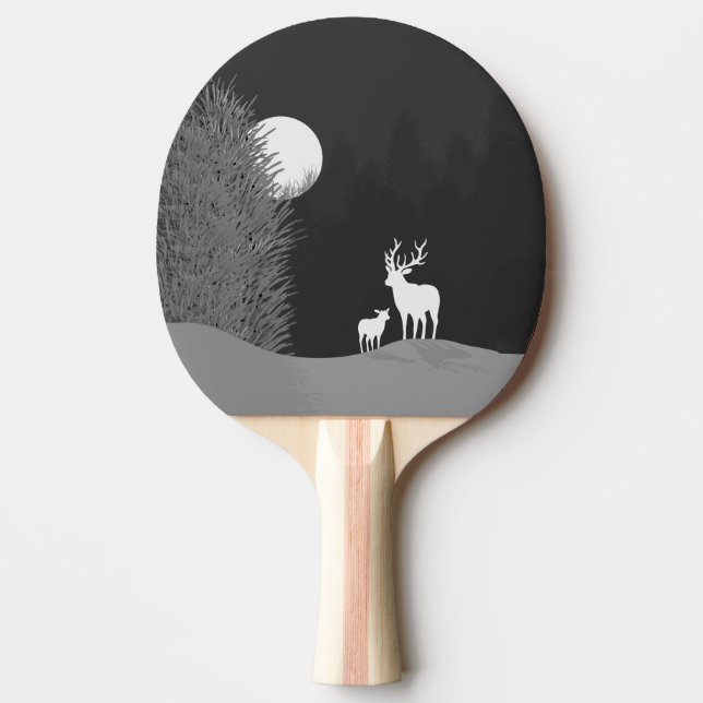 Deer on Moon Lit Hill  Ping Pong Paddle (Front)