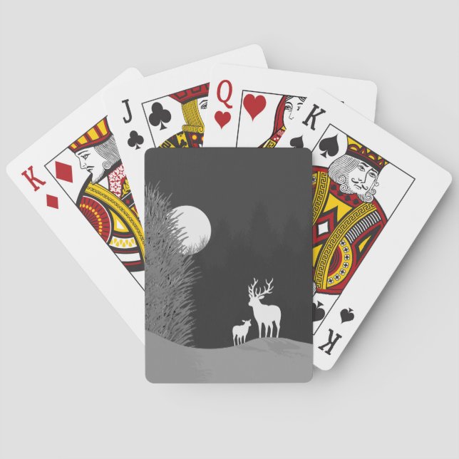 Deer on Moon Lit Hill  Playing Cards (Back)