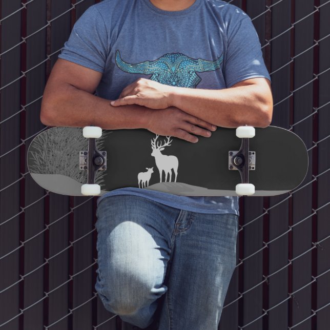 Deer on Moon Lit Hill  Skateboard (Outdoor 3)