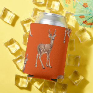 Deer on red can cooler