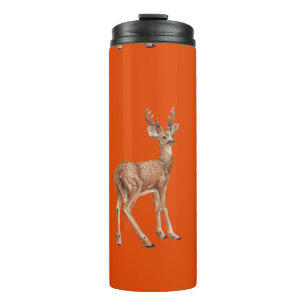 Deer on red thermal tumbler