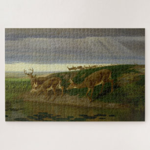 Deer on the Prairie (by William Holbrook Beard) Jigsaw Puzzle
