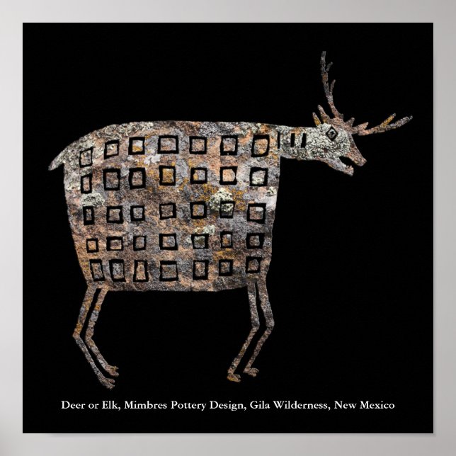 Deer or Elk, Mimbres Pottery Design Poster (Front)