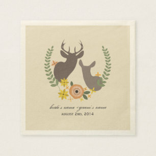 Deer + Orange Floral Wedding Napkins