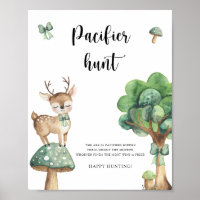 Deer - pacifier hunt baby shower game poster