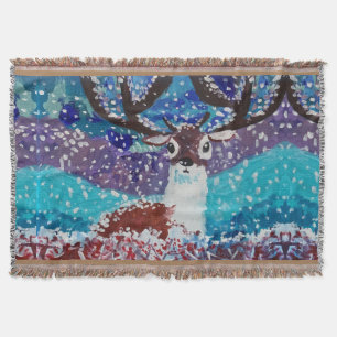 Deer Painting Throw Blanket