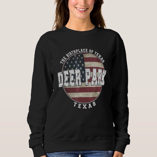 Deer Park Texas Vintage American flag Sweatshirt (Front)