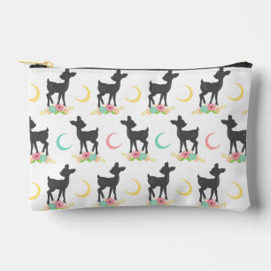 Deer Pattern, Baby Deer, Boho, Flowers, Moon Accessory Pouch