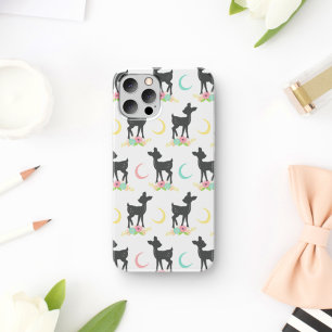 Deer Pattern, Baby Deer, Boho, Flowers, Moon Case-Mate iPhone Case