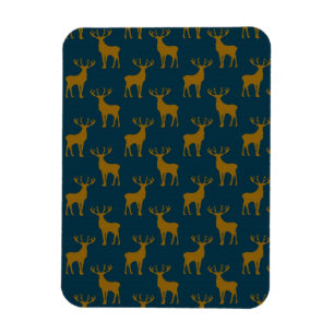 Deer Pattern Brown and Blue Magnet