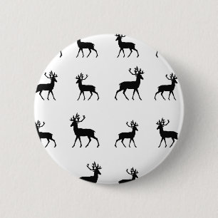 Deer pattern in Black and White 6 Cm Round Badge