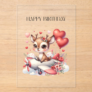 Deer Pilot Birthday Acrylic Invitations