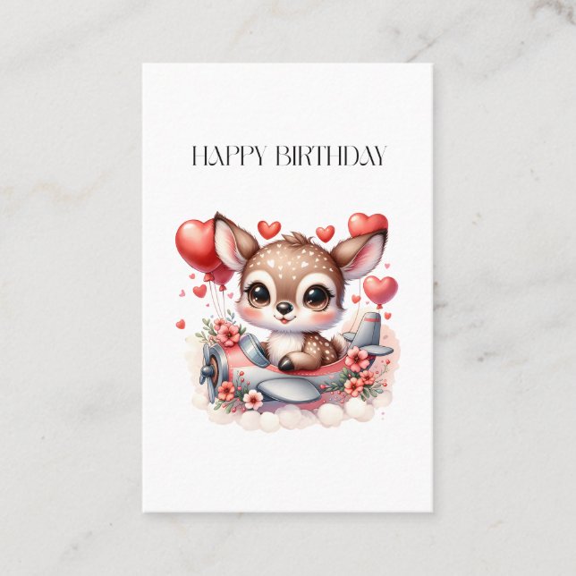 Deer Pilot Birthday Business Card (Front)