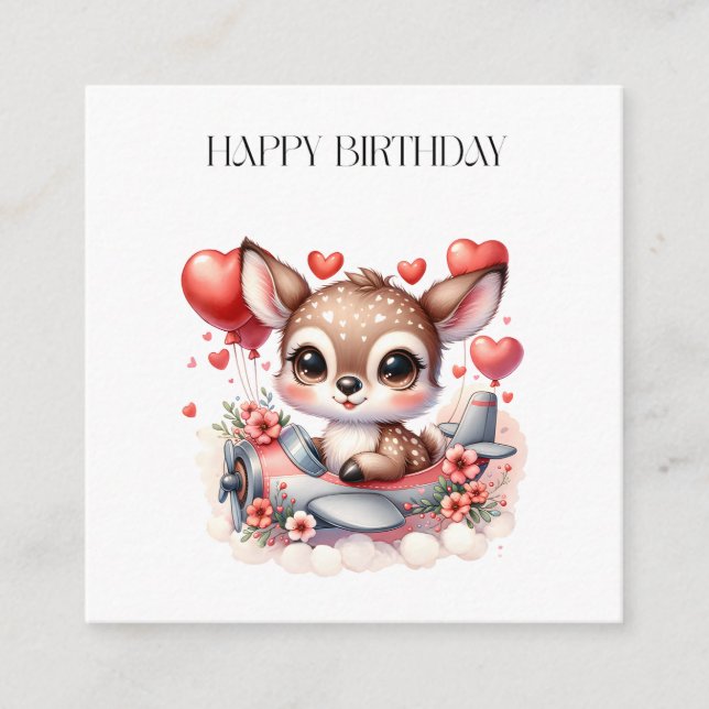 Deer Pilot Birthday Enclosure Card (Front)