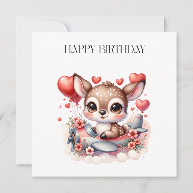 Deer Pilot Birthday Invitation (Front)