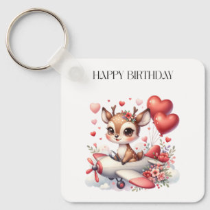 Deer Pilot Birthday Key Ring