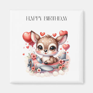 Deer Pilot Birthday Magnet