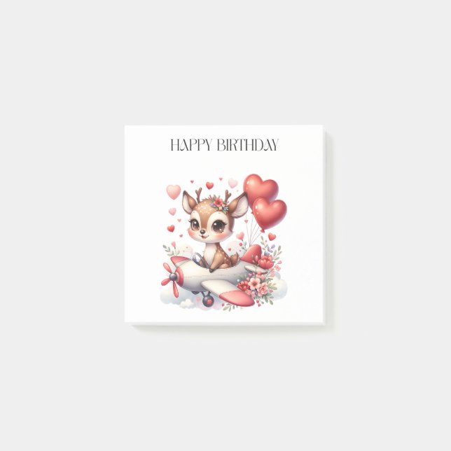 Deer Pilot Birthday Post-it Notes (Front)