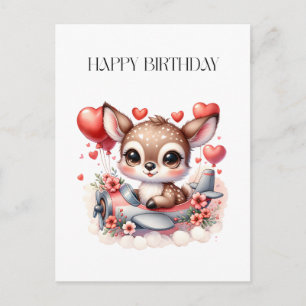 Deer Pilot Birthday Postcard