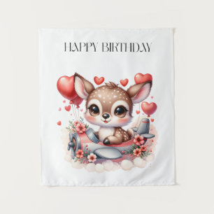 Deer Pilot Birthday Tapestry