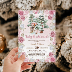 Deer Pink Baby Girl Shower  Invitation