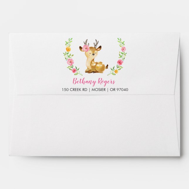 Deer Pink Girl Baby Shower Sprinkle Invitation Envelope (Back (Top Flap))