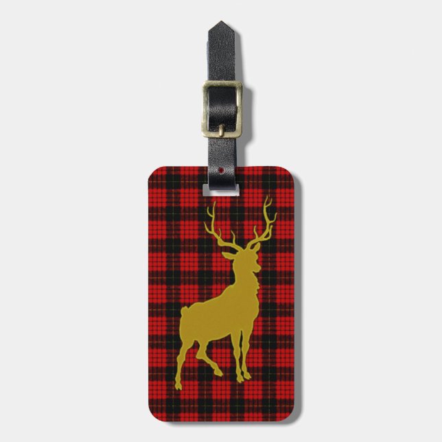 Deer Plaid Luggage Tag (Front Vertical)