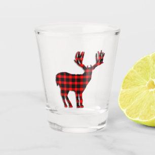 Deer Plaid Silhouette Shot Glass
