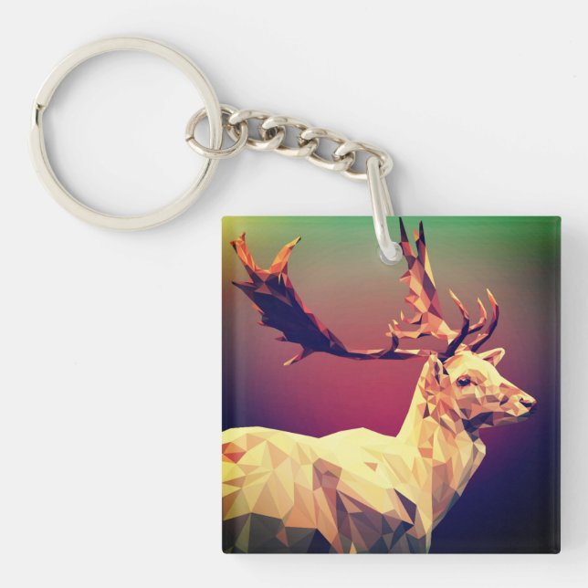 Deer Polygon Design-32198 Key Ring (Front)