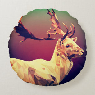 Deer Polygon Design Round Cushion