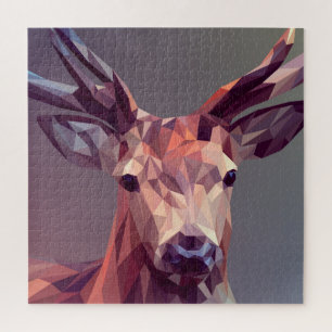 Deer Polygons Art Design Graphic Animal Stag Postc Jigsaw Puzzle