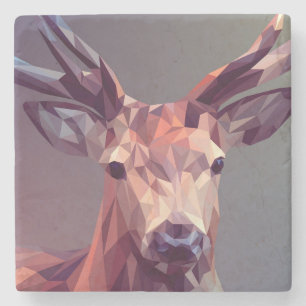Deer Polygons Art Design Graphic Animal Stag Postc Stone Coaster