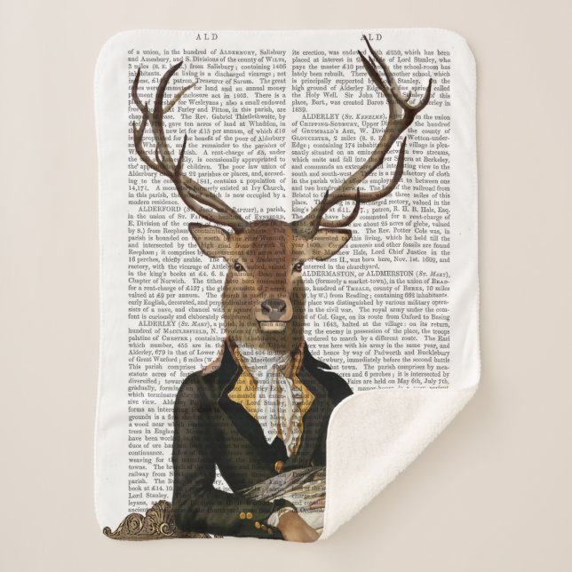 Deer Portrait Sherpa Blanket (Front)