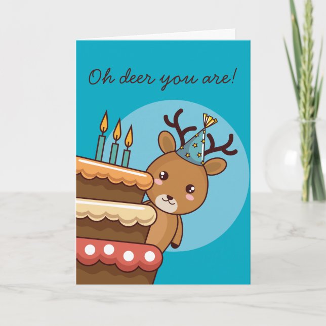 Deer Pun Happy Birthday Card (Front)