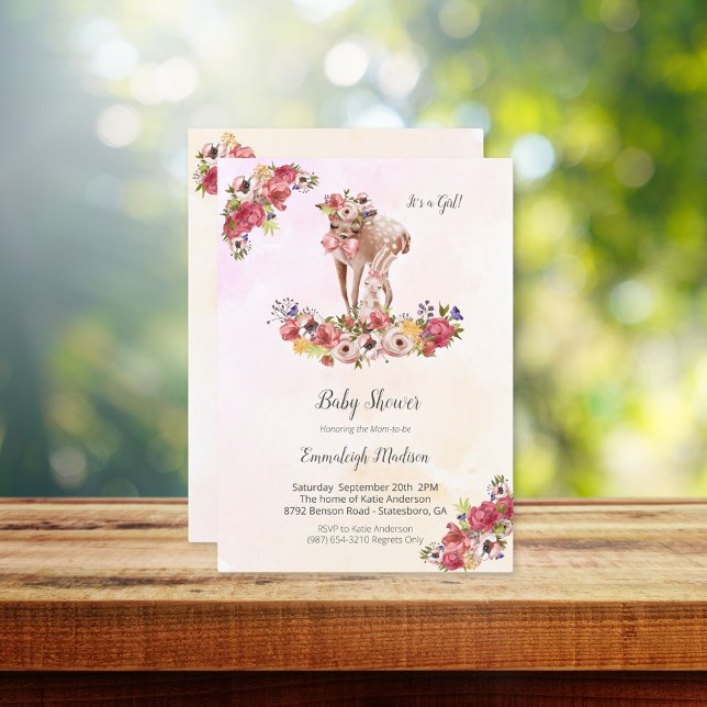 Deer Rabbit Baby Shower Boho Chic Floral Invitation (Creator Uploaded)