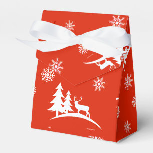 Deer Red and White Christmas Party Favour Box