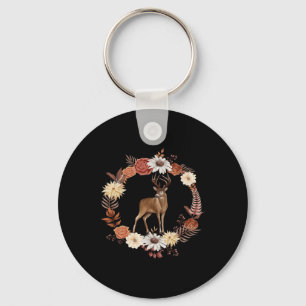 Deer, Reindeer, Fall, Autumn Leaves Flowers, Cute Key Ring