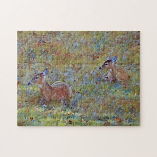 Deer Resting in a Meadow Animal Art Puzzle