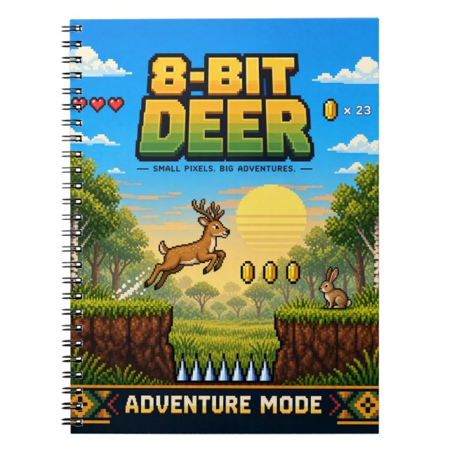 Deer, Retro 8-Bit Pixel Art Notebook (Front)