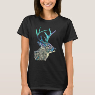 Deer Retro Animal Forest Imprint Art Deer Hunting  T-Shirt
